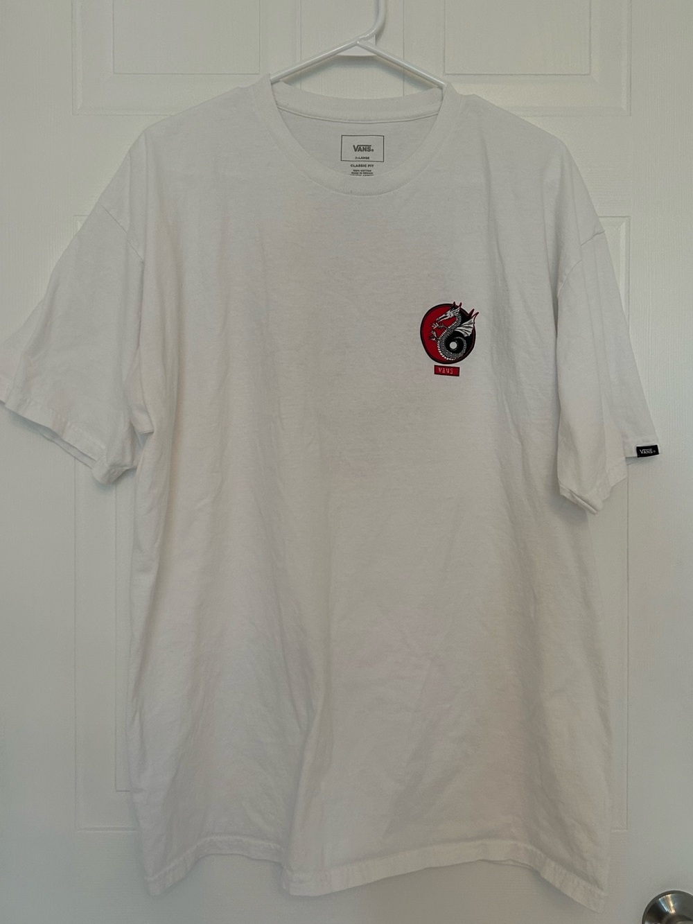 Vans White Short Sleeve Tee with Red & Black Dragon Graphic - Men’s Size XL